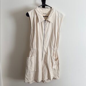Cream Sleeveless Zip-Up Romper